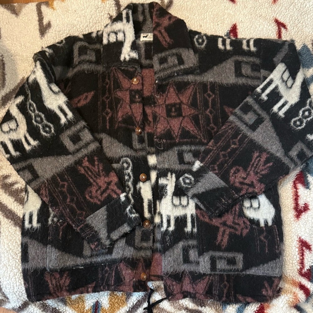 Patterned Button-Up Cardigan